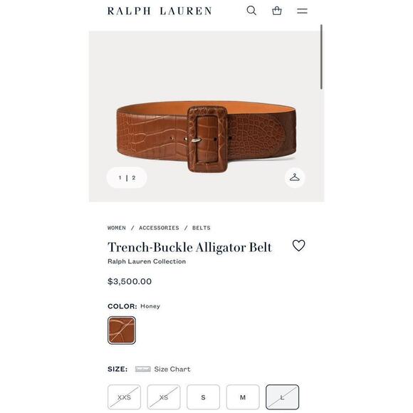 Ralph Lauren Collection Alligator Wide Belt Trench Buckle Honey Brown L $3500 main image 7